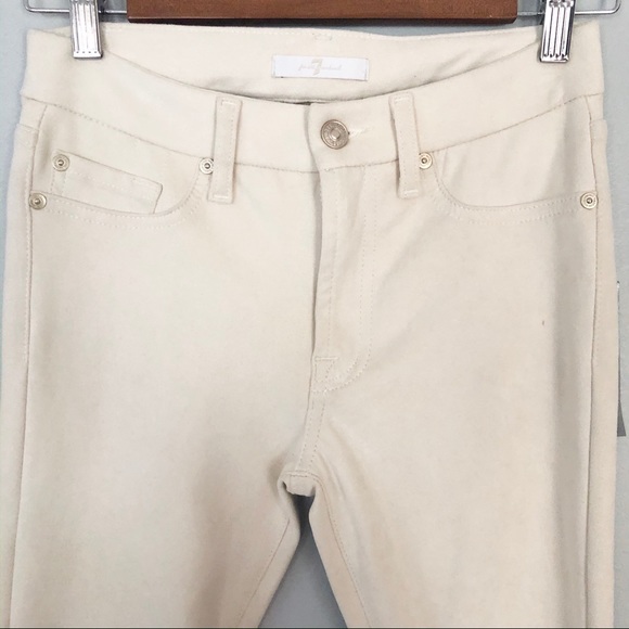 7 FOR ALL MANKIND Ivory Faux Suede Skinny Pants - Picture 5 of 6